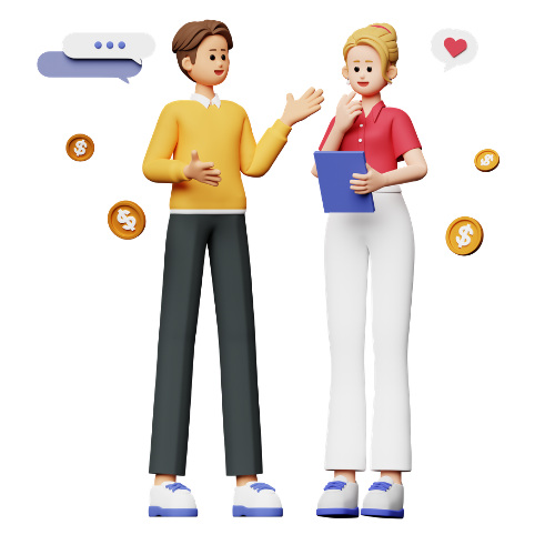 3D illustration - two people chatting